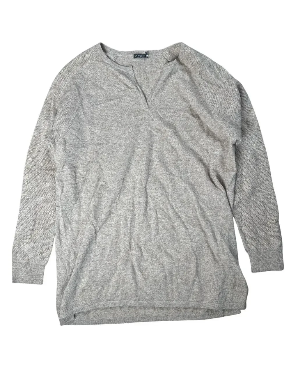 J. McLaughlin Sweater Mens L Beige Cashmere Pullover Round Neck Lightweight
